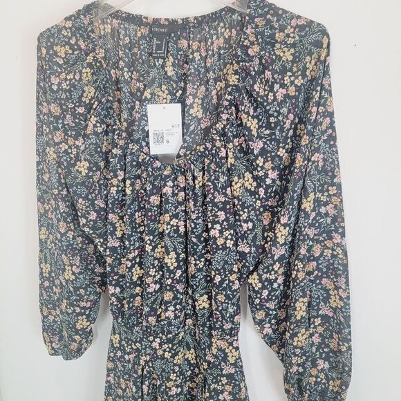 FOREVER 21 Black Floral Print Cutout Bohemian Dress Size Small NWT - Picture 5 of 9